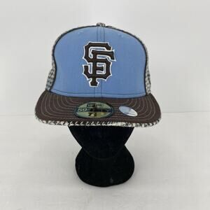 New Era 59Fifty San Francisco Giants Rare Fitted Baby Blue and Plaid Size 7 1/8